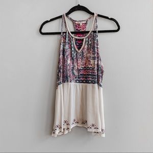 Miss Me | purple and ivory floral strappy tank